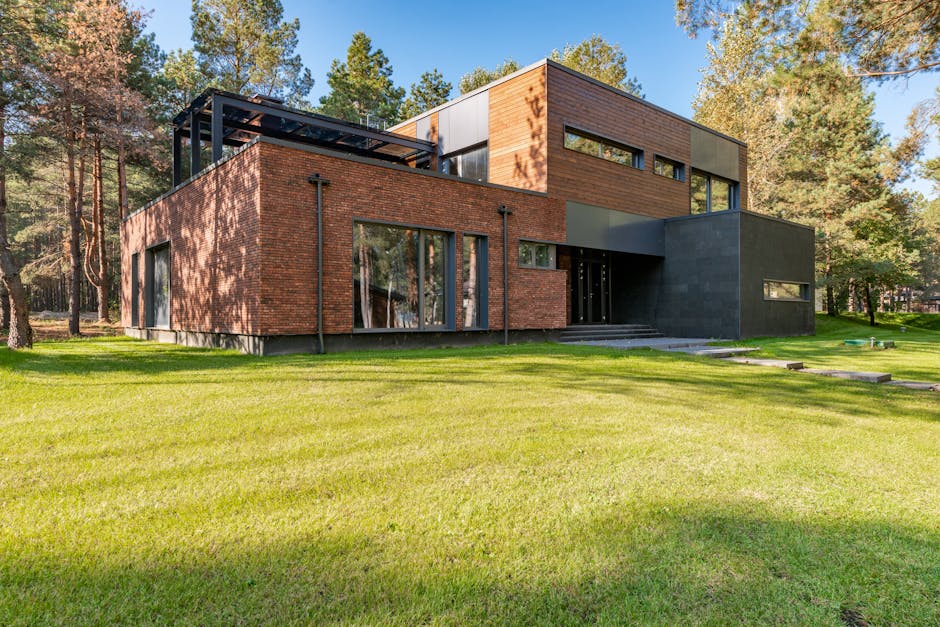 Modern home exterior with large, stylish replacement windows